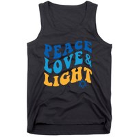 Retro Groovy Peace Love and Light Hanukkah Jewish Chanukah Tank Top