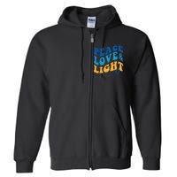 Retro Groovy Peace Love and Light Hanukkah Jewish Chanukah Full Zip Hoodie