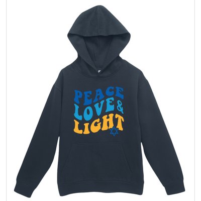 Retro Groovy Peace Love and Light Hanukkah Jewish Chanukah Urban Pullover Hoodie