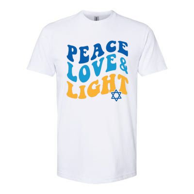 Retro Groovy Peace Love and Light Hanukkah Jewish Chanukah Softstyle CVC T-Shirt