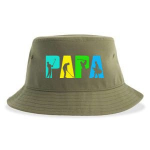 Retro Golfing Papa Golfer. Golf Gifts For Fathers Day Sustainable Bucket Hat