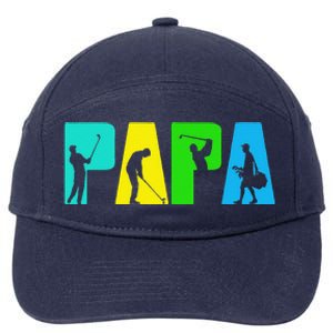 Retro Golfing Papa Golfer. Golf Gifts For Fathers Day 7-Panel Snapback Hat