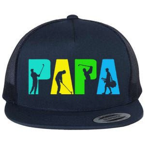 Retro Golfing Papa Golfer. Golf Gifts For Fathers Day Flat Bill Trucker Hat