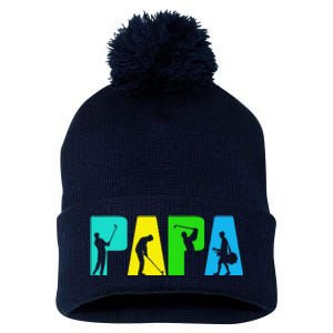 Retro Golfing Papa Golfer. Golf Gifts For Fathers Day Pom Pom 12in Knit Beanie