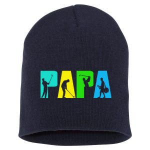 Retro Golfing Papa Golfer. Golf Gifts For Fathers Day Short Acrylic Beanie