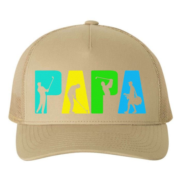 Retro Golfing Papa Golfer. Golf Gifts For Fathers Day Yupoong Adult 5-Panel Trucker Hat