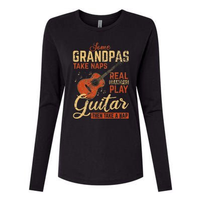 Real Grandpas Play Guitar Then Take Nap Funny Guitarist Womens Cotton Relaxed Long Sleeve T-Shirt