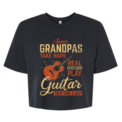 Real Grandpas Play Guitar Then Take Nap Funny Guitarist Bella+Canvas Jersey Crop Tee