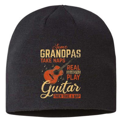 Real Grandpas Play Guitar Then Take Nap Funny Guitarist Sustainable Beanie