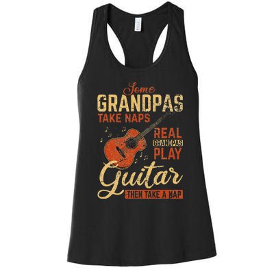 Real Grandpas Play Guitar Then Take Nap Funny Guitarist Women's Racerback Tank