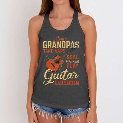 Real Grandpas Play Guitar Then Take Nap Funny Guitarist Women's Knotted Racerback Tank