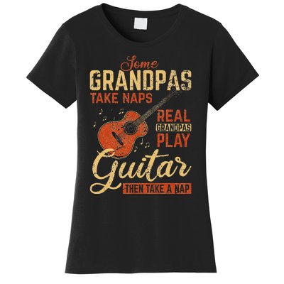 Real Grandpas Play Guitar Then Take Nap Funny Guitarist Women's T-Shirt