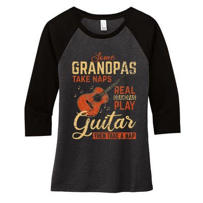 Real Grandpas Play Guitar Then Take Nap Funny Guitarist Women's Tri-Blend 3/4-Sleeve Raglan Shirt