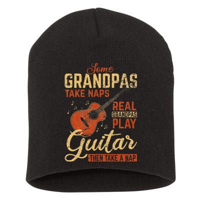 Real Grandpas Play Guitar Then Take Nap Funny Guitarist Short Acrylic Beanie