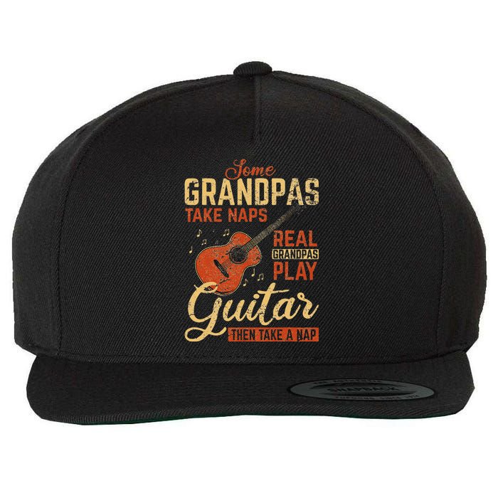 Real Grandpas Play Guitar Then Take Nap Funny Guitarist Wool Snapback Cap