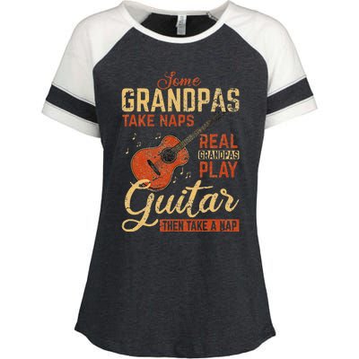 Real Grandpas Play Guitar Then Take Nap Funny Guitarist Enza Ladies Jersey Colorblock Tee