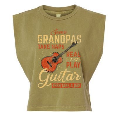 Real Grandpas Play Guitar Then Take Nap Funny Guitarist Garment-Dyed Women's Muscle Tee