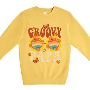 Retro Groovy Papa 70s Aesthetic 1970s Fathers Day Premium Crewneck Sweatshirt