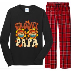 Retro Groovy Papa 70s Aesthetic 1970s Fathers Day Long Sleeve Pajama Set