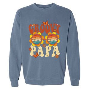 Retro Groovy Papa 70s Aesthetic 1970s Fathers Day Garment-Dyed Sweatshirt