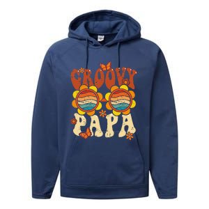 Retro Groovy Papa 70s Aesthetic 1970s Fathers Day Performance Fleece Hoodie