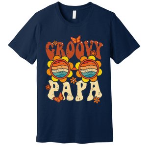 Retro Groovy Papa 70s Aesthetic 1970s Fathers Day Premium T-Shirt