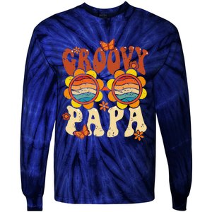 Retro Groovy Papa 70s Aesthetic 1970s Fathers Day Tie-Dye Long Sleeve Shirt