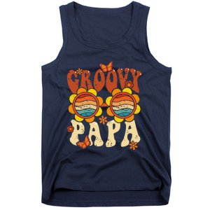 Retro Groovy Papa 70s Aesthetic 1970s Fathers Day Tank Top