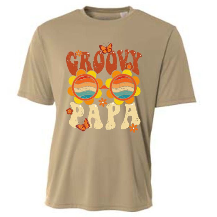 Retro Groovy Papa 70s Aesthetic 1970s Fathers Day Cooling Performance Crew T-Shirt