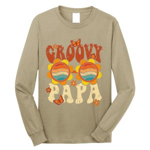 Retro Groovy Papa 70s Aesthetic 1970s Fathers Day Long Sleeve Shirt