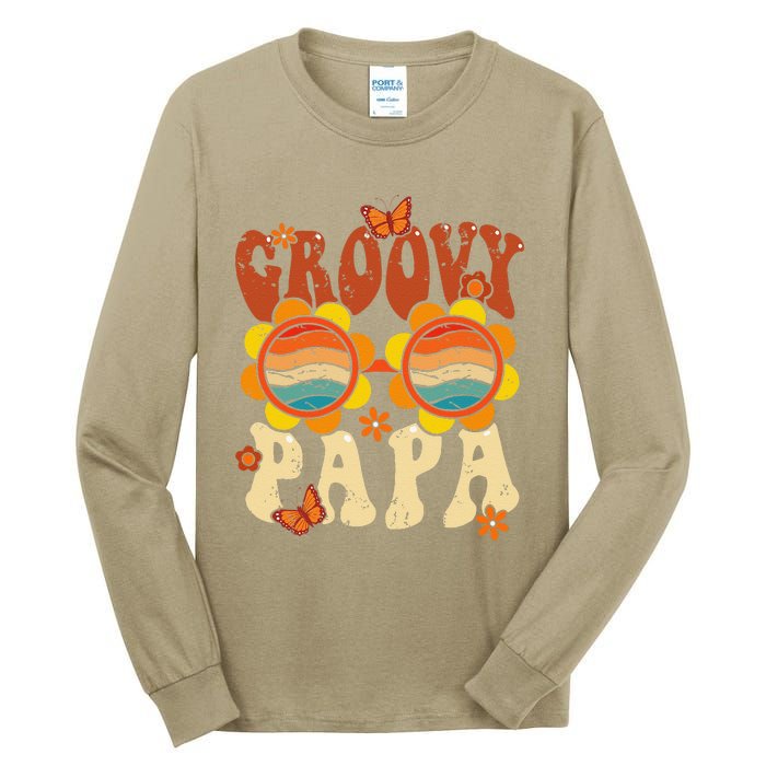 Retro Groovy Papa 70s Aesthetic 1970s Fathers Day Tall Long Sleeve T-Shirt