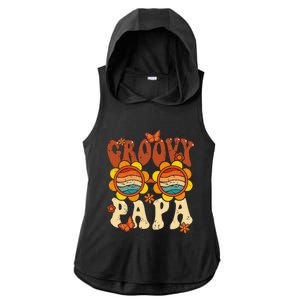 Retro Groovy Papa 70s Aesthetic 1970's Father's Day Ladies PosiCharge Tri-Blend Wicking Draft Hoodie Tank