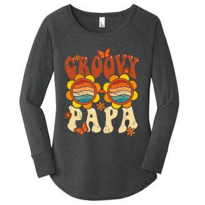 Retro Groovy Papa 70s Aesthetic 1970's Father's Day Women's Perfect Tri Tunic Long Sleeve Shirt