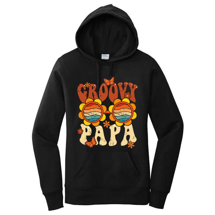 Retro Groovy Papa 70s Aesthetic 1970's Father's Day Women's Pullover Hoodie