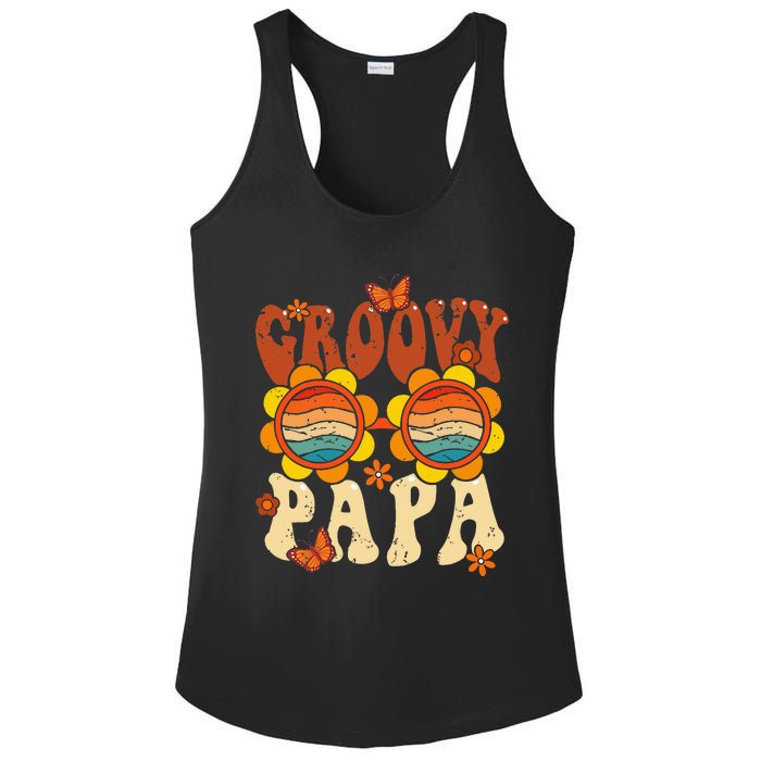 Retro Groovy Papa 70s Aesthetic 1970's Father's Day Ladies PosiCharge Competitor Racerback Tank