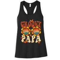 Retro Groovy Papa 70s Aesthetic 1970's Father's Day Women's Racerback Tank