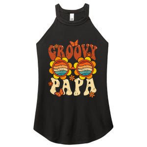 Retro Groovy Papa 70s Aesthetic 1970's Father's Day Women's Perfect Tri Rocker Tank