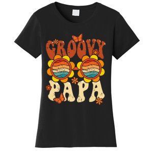 Retro Groovy Papa 70s Aesthetic 1970's Father's Day Women's T-Shirt