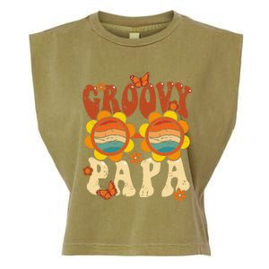 Retro Groovy Papa 70s Aesthetic 1970's Father's Day Garment-Dyed Women's Muscle Tee