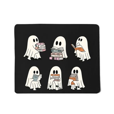 Retro Ghost Reading Book Librarian Teacher Halloween Mousepad