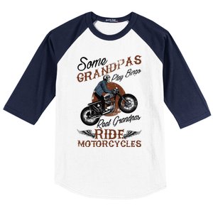 Real Grandpas Ride Motorcycles Quote For Grandpa Motorbikes Gift Baseball Sleeve Shirt