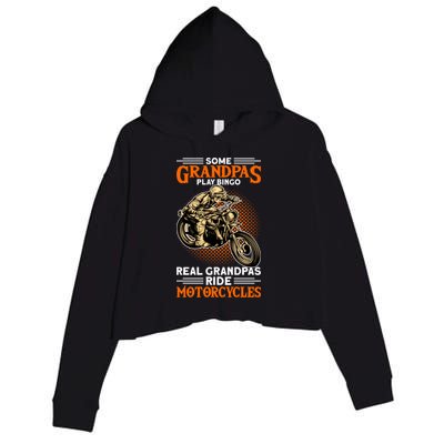 Real Grandpas Ride Motorcycles Great Gift Crop Fleece Hoodie