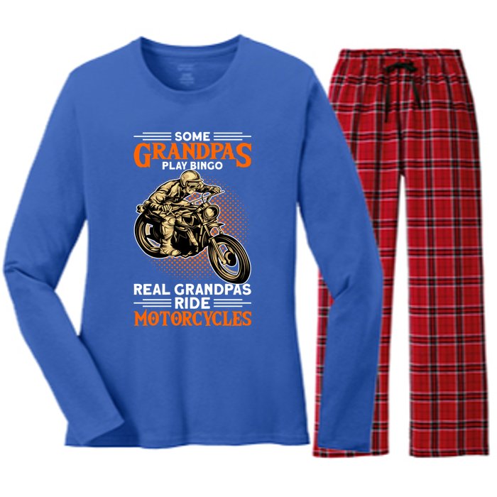 Real Grandpas Ride Motorcycles Great Gift Women's Long Sleeve Flannel Pajama Set 