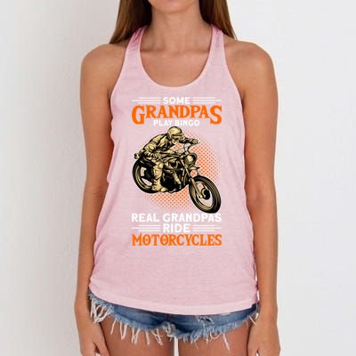 Real Grandpas Ride Motorcycles Great Gift Women's Knotted Racerback Tank