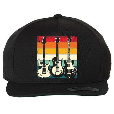 Retro Guitar Wool Snapback Cap