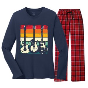 Retro Guitar Women's Long Sleeve Flannel Pajama Set 