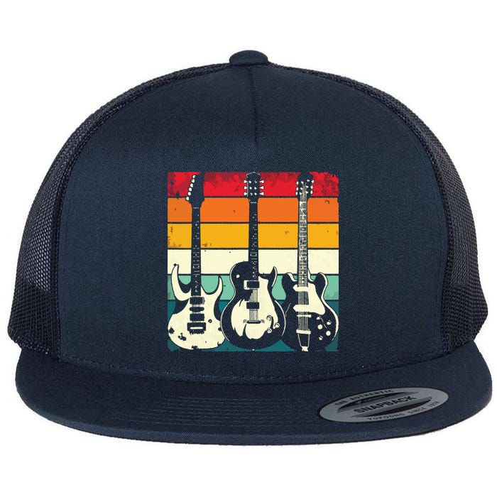 Retro Guitar Flat Bill Trucker Hat