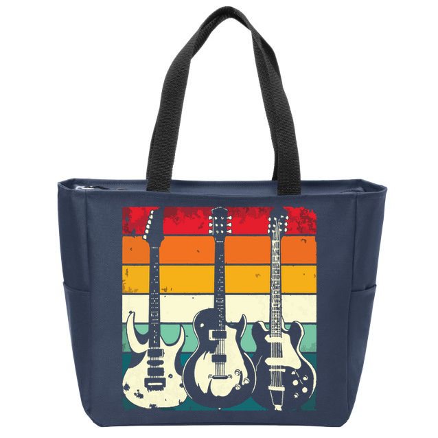 Retro Guitar Zip Tote Bag