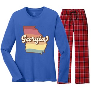 Retro Georgia Women's Long Sleeve Flannel Pajama Set 