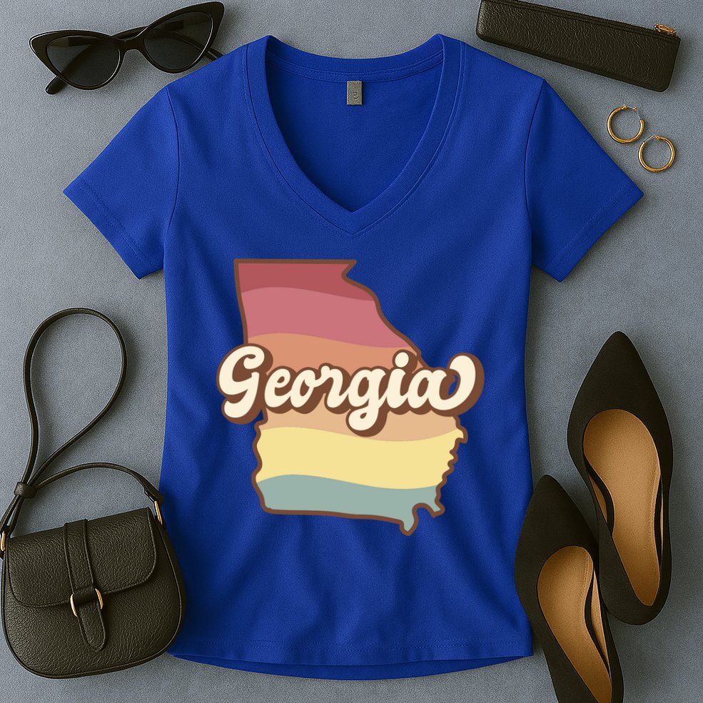 Retro Georgia Women's V-Neck T-Shirt